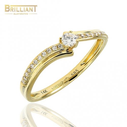 Briliantový Zlatý prsteň Au585/000 s 23ks diamant. 0,16ct.