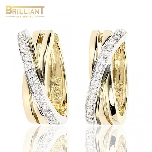 Diamantové Zlaté 14k Náušnice Au585/000 s 32diam. 0,19ct