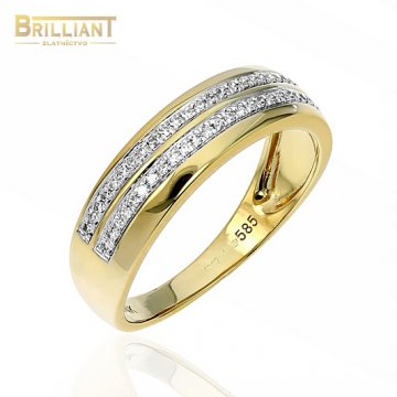 Diamantový Zlatý prsteň Au585/000 14k Diamantov 56ks 0,13ct