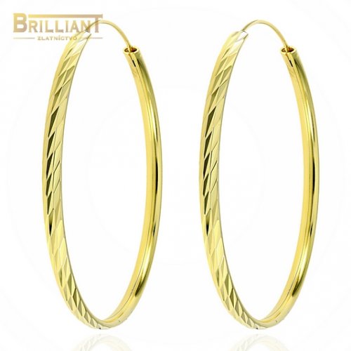 Strieborné náušnice Ag925 pozlátené kruhy gravírované