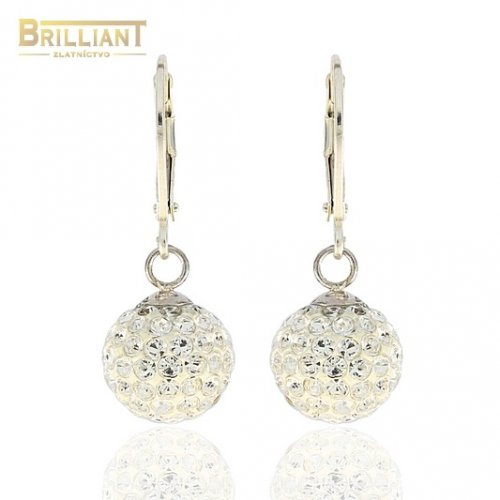 Strieborné Náušnice Ag925 visiace guličky swarovski
