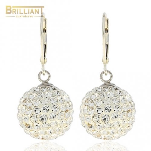 Strieborné Náušnice Ag925 visiace guličky swarovski