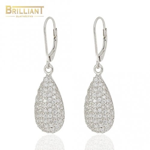 Strieborné náušnice Ag925 Visiace s kamienkami