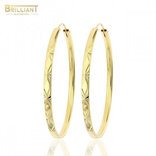 Strieborné Pozlátené náušnice Ag925 kruhy 5,0cm gravírované