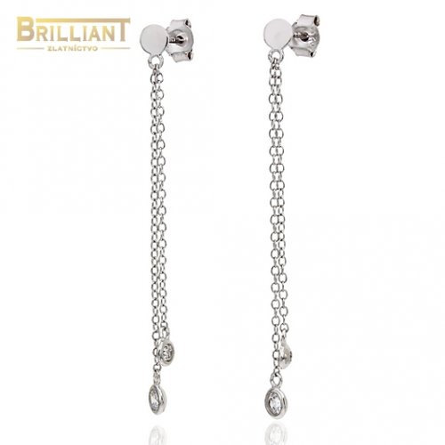 Strieborné visiace náušnice Ag925 retiazkové s kamienkami