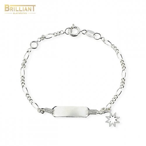 Strieborný Detský náramok Ag925 s plieškom a príveskom