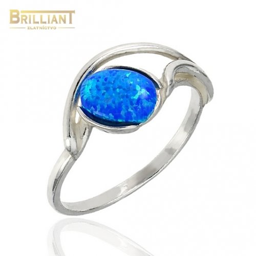 Strieborný prsteň Ag925 s modrým opálom
