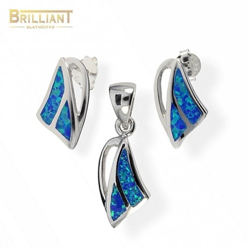Strieborný set Ag925 Náušnice a Prívesok s opálom