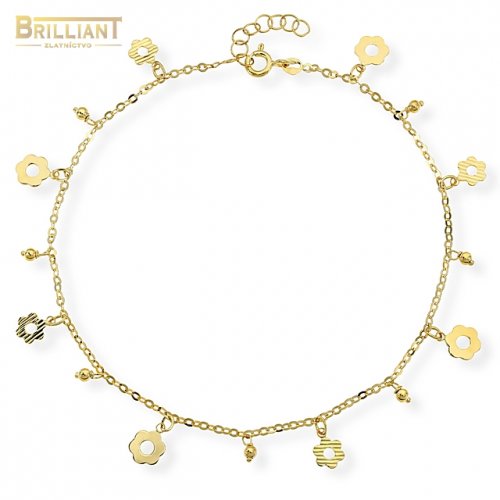 Zlatá retiazka Au585/000 14k s príveskami na nohu 23-26cm