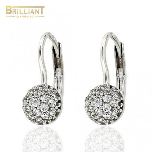 Zlaté náušnice Au585/000 14k biele zlato so zirkónmi