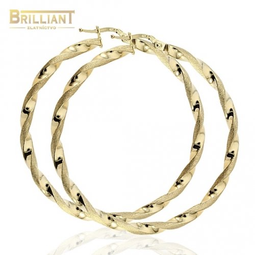 Zlaté náušnice Au585/000 14k kruhy 5,0cm točené