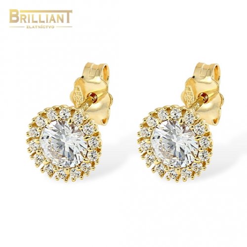 Zlaté náušnice Au585/000 14k napichovacie s kamienkami