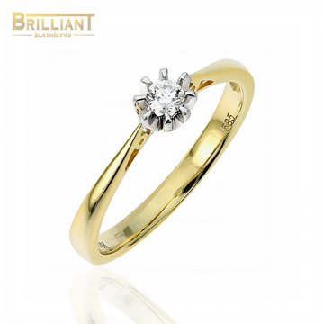 Zlatý Briliantový prsteň Au585/000 14k, Briliant 0,10ct