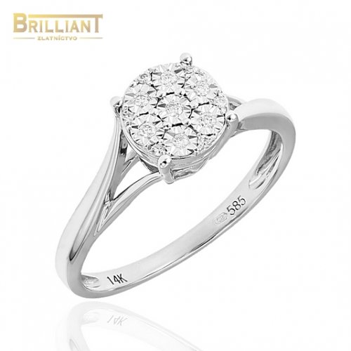 Zlatý Briliantový prsteň Au585/000 14k 13ks diamantov 0,07ct