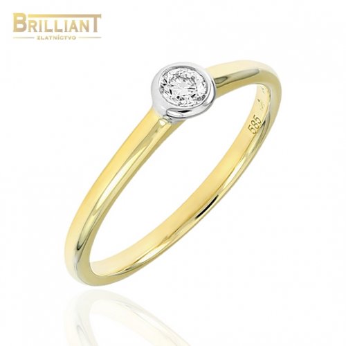 Zlatý Briliantový prsteň Au585/000 14k 1ks Briliant 0,15ct