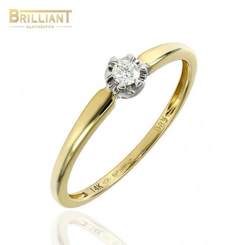 Zlatý Briliantový prsteň Au585/000 14k 1ks diam. 0,08ct.