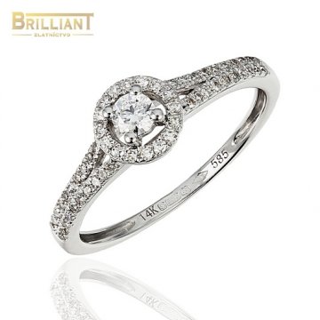 Zlatý Briliantový prsteň Au585/000 14k 57ks diam. 0,30ct.