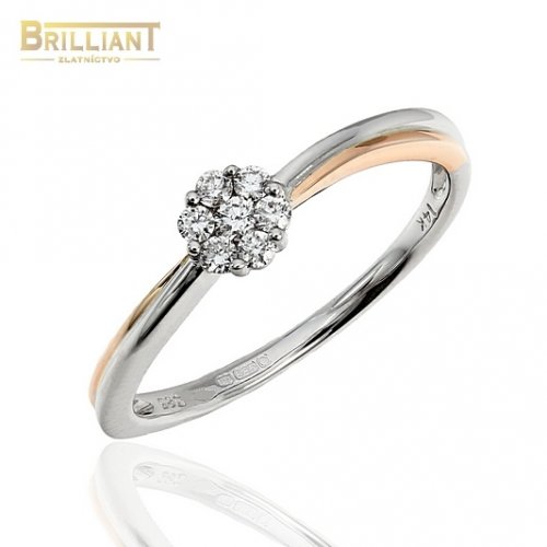 Zlatý Briliantový prsteň Au585/000 14k 7ks diamantov 0,13ct