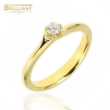 Zlatý Briliantový prsteň Au585/000 14k s 0,08ct. Diamantom