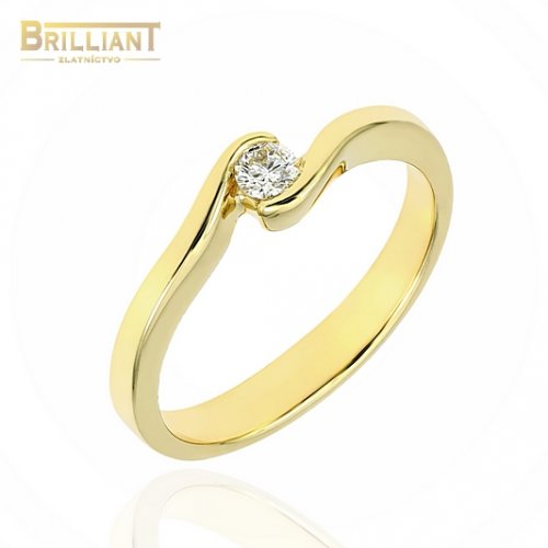Zlatý Briliantový prsteň Au585/000 14k s 0,10ct. Diamantom