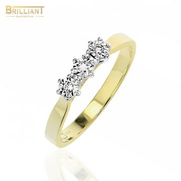 Zlatý Briliantový prsteň Au585/000 14k s 3 bril. 0,06ct.