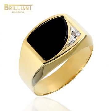 Zlatý pečatný prsteň Au585/000 14k s kamienkom