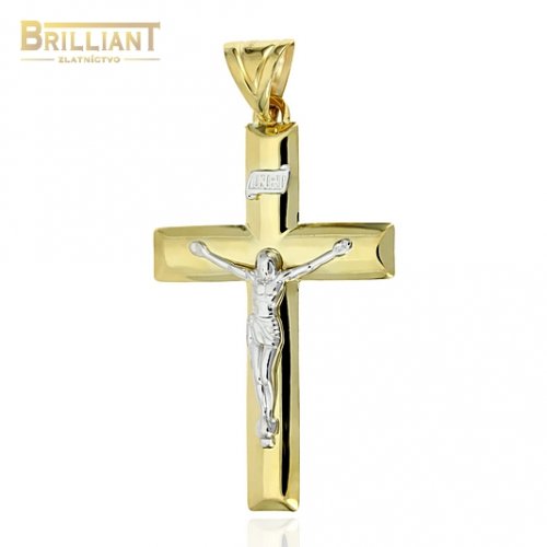 Zlatý prívesok Au585/000 14k kombinovaný krížik