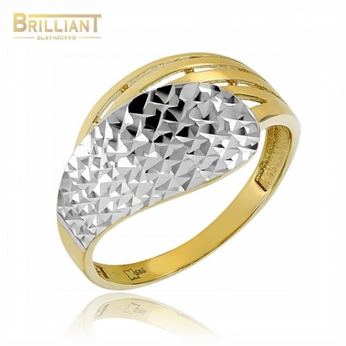 Zlatý prsteň Au585/000 14k kombinovaný gravírovaný