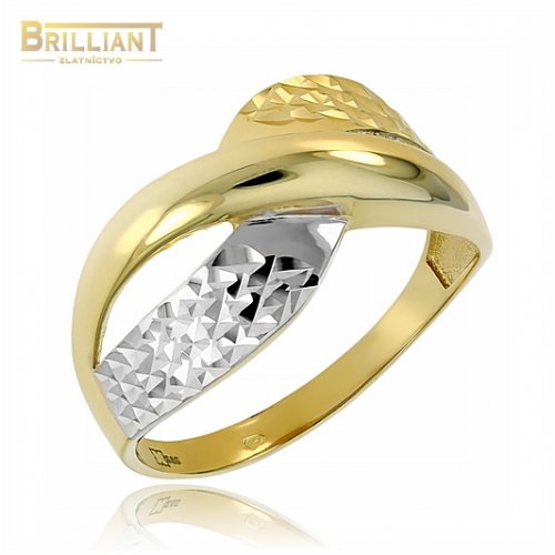 Zlatý prsteň Au585/000 14k kombinovaný gravírovaný