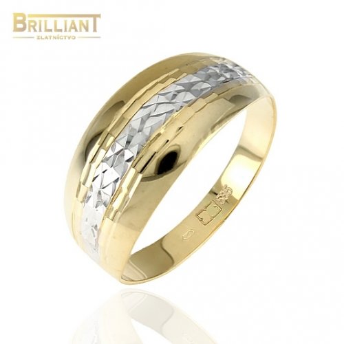 Zlatý prsteň Au585/000 14k kombinovaný s gravírom