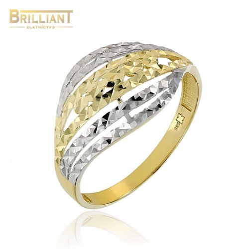 Zlatý prsteň Au585/000 14k kombinovaný s gravírom