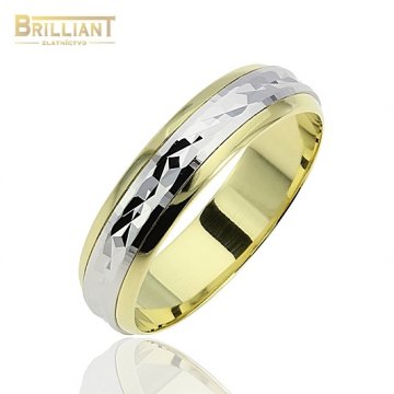 Zlatý prsteň Au585/000 14k Obrúčka žlto biela
