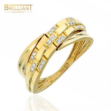 Zlatý prsteň Au585/000 14k s kamienkami
